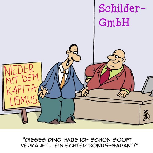 Cartoon: Verkaufsschlager (medium) by Karsten Schley tagged umsatz,business,marketing,verkaufen,geld,industrie,verkäufer,karriere,verkaufen,marketing,business,umsatz,geld,industrie,verkäufer,karriere