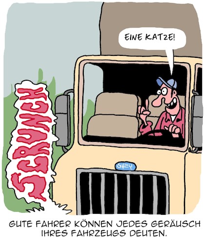 Cartoon: Verkehrssicherheit (medium) by Karsten Schley tagged kraftfahrer,lkw,transport,wirtschaft,industrie,sicherheit,professionen,tiere,katzen,technik,kraftfahrer,lkw,transport,wirtschaft,industrie,sicherheit,professionen,tiere,katzen,technik