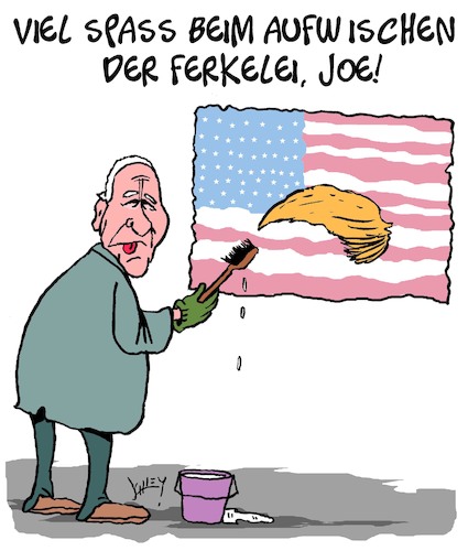 Cartoon: Viel Glück Joe (medium) by Karsten Schley tagged wahlen,usa,trump,biden,spaltung,republikaner,demokraten,gesellschaft,politik,wahlen,usa,trump,biden,spaltung,republikaner,demokraten,gesellschaft,politik
