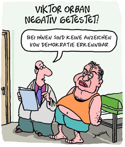 Cartoon: Viktor Orban negativ getestet! (medium) by Karsten Schley tagged viktor,orban,ungarn,demokratie,autokratie,politik,immigration,medien,europa,gesellschaft,viktor,orban,ungarn,demokratie,autokratie,politik,immigration,medien,europa,gesellschaft