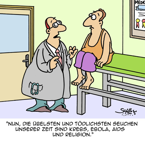 Cartoon: Voll krank! (medium) by Karsten Schley tagged gesundheit,krankheit,seuchen,ärzte,patienten,religion,aids,krebs,ebola,moderne,terror,politik,gesundheit,krankheit,seuchen,ärzte,patienten,religion,aids,krebs,ebola,moderne,terror,politik