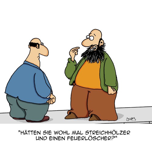 Cartoon: Vorsicht ist besser (medium) by Karsten Schley tagged rauchen,raucher,nichtraucher,gesundheit,gesellschaft,zigaretten,feuer,bärte,unfälle,rauchen,raucher,nichtraucher,gesundheit,gesellschaft,zigaretten,feuer,bärte,unfälle