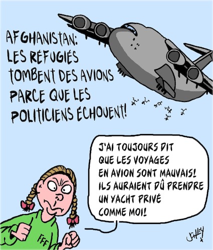 Cartoon: Voyages en Avion sont Mauvais! (medium) by Karsten Schley tagged afghanistan,refugies,climat,guerre,talibans,religion,otan,militaire,greta,politique,politiciens,afghanistan,refugies,climat,guerre,talibans,religion,otan,militaire,greta,politique,politiciens