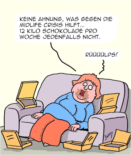 Cartoon: Was hilft? (medium) by Karsten Schley tagged midlife,crisis,frauen,schokolade,alter,übergewicht,frust,ernährung,gesellschaft,midlife,crisis,frauen,schokolade,alter,übergewicht,frust,ernährung,gesellschaft