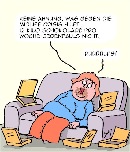 Cartoon: Was hilft? (medium) by Karsten Schley tagged midlife,crisis,frauen,schokolade,alter,übergewicht,frust,ernährung,gesellschaft,midlife,crisis,frauen,schokolade,alter,übergewicht,frust,ernährung,gesellschaft