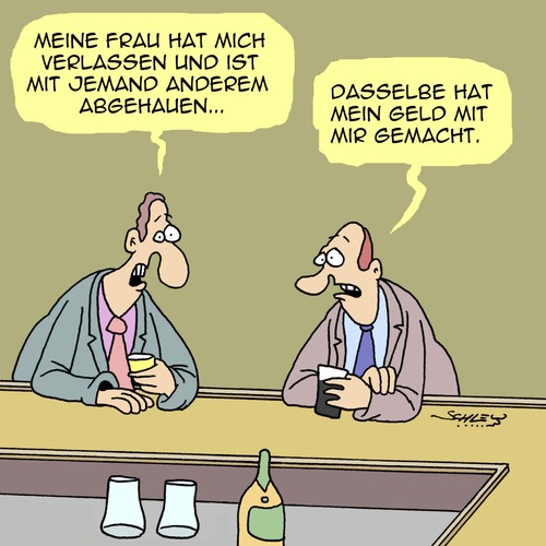 Cartoon: Was MIR passiert ist... (medium) by Karsten Schley tagged geld,liebe,ehe,beziehungen,business,wirtschaft,männer,frauen,scheidung,betrug,pleite,geld,liebe,ehe,beziehungen,business,wirtschaft,männer,frauen,scheidung,betrug,pleite