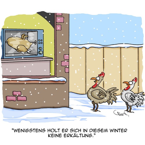 Cartoon: Wenigstens etwas... (medium) by Karsten Schley tagged winter,temperaturen,klima,natur,tiere,ernährung,gesundheit,winter,temperaturen,klima,natur,tiere,ernährung,gesundheit