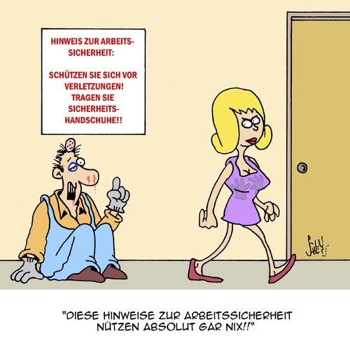 Cartoon: Wer nicht hören will... (medium) by Karsten Schley tagged arbeit,arbeitssicherheit,jobs,wirtschaft,sicherheitskleidung,männer,frauen,arbeit,arbeitssicherheit,jobs,wirtschaft,sicherheitskleidung,männer,frauen