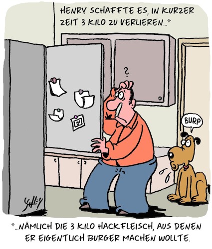 Cartoon: Wie man 3 KG verliert (medium) by Karsten Schley tagged gewicht,übergewicht,haustiere,hunde,diät,ernährung,gesundheit,gesellschaft,gewicht,übergewicht,haustiere,hunde,diät,ernährung,gesundheit,gesellschaft