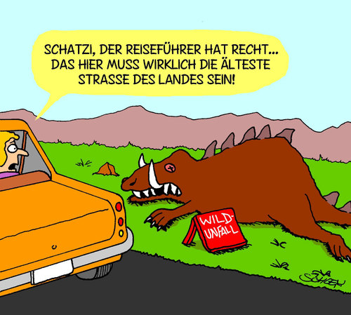 Cartoon: Wildunfall (medium) by Karsten Schley tagged autos,verkehr,urlaub,reisen,tiere,natur,gesellschaft,geschichte,tourismus,autos,verkehr,urlaub,reisen,tiere,natur,gesellschaft,geschichte,tourismus,tourist