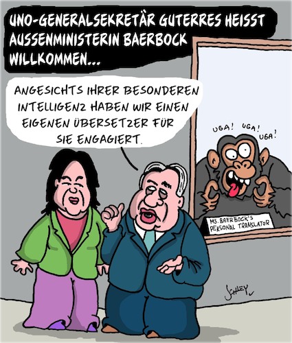 Cartoon: Willkommen neue Regierung! (medium) by Karsten Schley tagged regierung,aussenministerin,grüne,ampel,baerbock,uno,politik,gesellschaft,regierung,aussenministerin,grüne,ampel,baerbock,uno,politik,gesellschaft