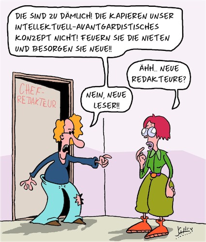 Cartoon: Wirf sie raus! (medium) by Karsten Schley tagged journalismus,medien,magazine,leser,redakteure,intellektuelle,konzepte,business,auflage,wirtschaft,journalismus,medien,magazine,leser,redakteure,intellektuelle,konzepte,business,auflage,wirtschaft