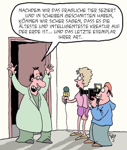 Cartoon: Wissenschaft ist klasse! (medium) by Karsten Schley tagged wissenschaft,forschung,biologie,tiere,erde,medien,gesellschaft,wissenschaft,forschung,biologie,tiere,erde,medien,gesellschaft