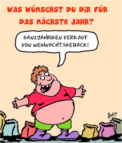 Cartoon: Wünsche für das Neue Jahr (medium) by Karsten Schley tagged weihnachten,ernährung,weihnachtsgebäck,einzelhandel,übergewicht,gesundheit,umsatz,profit,gesellschaft,weihnachten,ernährung,weihnachtsgebäck,einzelhandel,übergewicht,gesundheit,umsatz,profit,gesellschaft