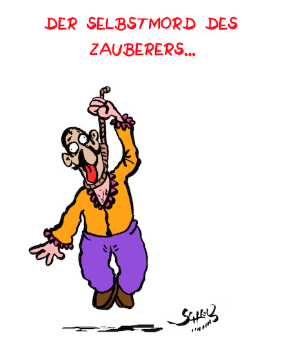 Cartoon: Zauberhaft (medium) by Karsten Schley tagged zauberer,showbiz,entertainment,zirkus,variete,fernsehen,magie,leben,tod,selbstmord,jons,business,professionen,zauberer,showbiz,entertainment,zirkus,variete,fernsehen,magie,leben,tod,selbstmord,jons,business,professionen