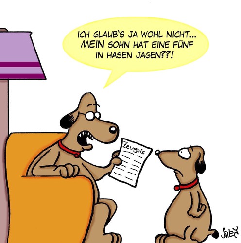 Cartoon: Zeugnis (medium) by Karsten Schley tagged schule,schüler,bildung,zeugnisse,kinder,jugendliche,eltern,väter,söhne,gesellschaft,tiere,haustiere,hunde,kaninchen,schule,schüler,bildung,zeugnisse,kinder,jugendliche,eltern,väter,söhne,gesellschaft,tiere,haustiere,hunde,kaninchen