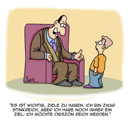 Cartoon: Ziele setzen (medium) by Karsten Schley tagged arbeit,arbeitgeber,arbeitnehmer,geld,gesellschaft,ziele,zielerreichung,reichtum,wohlstand,vermögen,business,wirtschaft,jugend,arbeit,arbeitgeber,arbeitnehmer,geld,gesellschaft,ziele,zielerreichung,reichtum,wohlstand,vermögen,business,wirtschaft,jugend