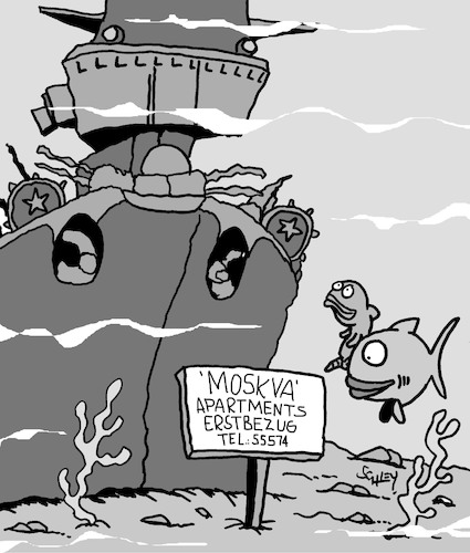 Cartoon: Zu vermieten (medium) by Karsten Schley tagged moskva,krieg,russland,ukraine,kriegsschiffe,schwarzmeerflotte,politik,moskva,krieg,russland,ukraine,kriegsschiffe,schwarzmeerflotte,politik