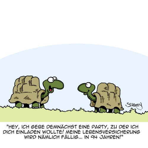 Cartoon: Zukunft... (medium) by Karsten Schley tagged alter,lebensversicherungen,business,party,wirtschaft,natur,tiere,schildkröten,alter,lebensversicherungen,business,party,wirtschaft,natur,tiere,schildkröten