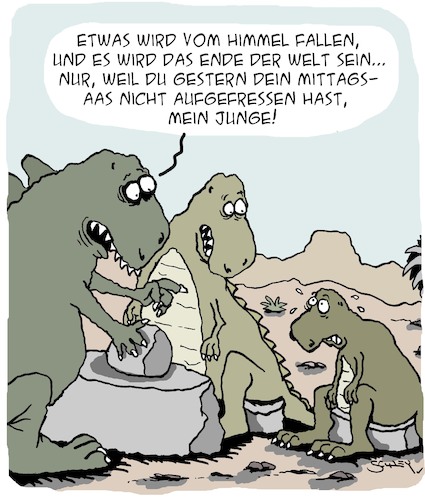 Cartoon: Zukunft (medium) by Karsten Schley tagged wahrsager,zukunft,ernährung,erziehung,dinoaurier,kinder,eltern,prähistorisches,familie,gesellschaft,wahrsager,zukunft,ernährung,erziehung,dinoaurier,kinder,eltern,prähistorisches,familie,gesellschaft