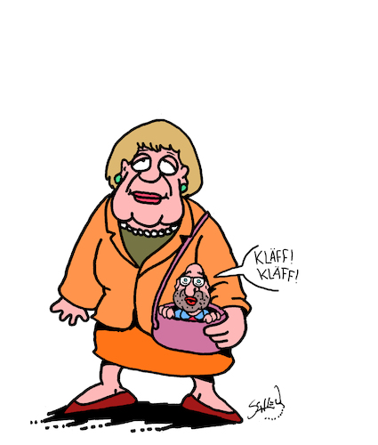 Cartoon: Zusammenarbeit (medium) by Karsten Schley tagged merkel,schulz,politik,politiker,cdu,spd,koalition,regierung,juniorpartner,deutschland,gesellschaft,merkel,schulz,politik,politiker,cdu,spd,koalition,regierung,juniorpartner,deutschland,gesellschaft