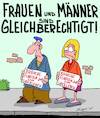 Cartoon: Alle gleich (small) by Karsten Schley tagged gleichberechtigung,männer,frauen,löhne,gehälter,wirtschaft,jobs,politik,soziales,armut,billiglöhne,lohndumping,subunternehmer,niedriglohnsektor