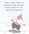 Cartoon: Belohnung (small) by Karsten Schley tagged lagerfeld,tod,engel,paradies,mode,kleidung,business,marketing,religion,mythen,gesellschaft