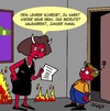 Cartoon: Brav (small) by Karsten Schley tagged schule,schüler,eltern,lehrer,mütter,söhne,strafe,erziehung,jugend,hölle,teufel,religion,familie