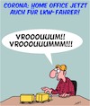 Cartoon: Corona - Arbeit im Home Office (small) by Karsten Schley tagged corona,arbeit,home,office,gesundheit,viren,wirtschaft,gesellschaft,transport,lkw,pandemie