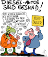 Cartoon: Diesel sind gesund (small) by Karsten Schley tagged diesel,abgasbetrug,abgaswerte,umweltschutz,co2,autohersteller,betrug,technik,gesundheit,verbraucherschutz,politik,gesellschaft,fahrverbot,deutschland