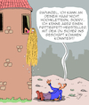 Cartoon: Fettiges Haar?? (small) by Karsten Schley tagged körperpflege,haare,rapunzel,märchen,bücher,filme,legenden,medien,ernährung,gesellschaft,kultur