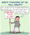 Cartoon: Greta Thunberg (small) by Karsten Schley tagged greta,thunberg,umweltschutz,klimawandel,schule,schwänzen,karriere,influencer,ruhm,bildung,gesellschaft,unterhaltung,medien,marketing