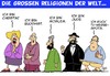 Cartoon: Religionen der Welt (small) by Karsten Schley tagged religionen,gesellschaft,glaube,tv,fernsehen,werbung,unterhaltung,medien