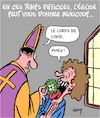 Cartoon: Temps difficile (small) by Karsten Schley tagged covid19,religion,eglise,politique,consolation,science,noel,mort,societe