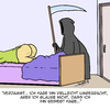 Cartoon: Unbesiegt (small) by Karsten Schley tagged leben,tod,gesundheit,sieg,niederlage,sensenmann