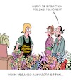 Cartoon: Veganes Essen (small) by Karsten Schley tagged veganer,ernährung,gastronomie,umwelt,tierwohl,mode,verkäufer,kunden,pflanzen