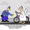 Cartoon: Vorschrift ist Vorschrift!! (small) by Karsten Schley tagged verkehr,straßenverkehr,verkehrssicherheit,fahräder,radfahrer,polizei,religion,engel,verkehrsregeln