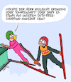 Cartoon: Was darf es sein? (small) by Karsten Schley tagged winter,wintersport,skispringen,skifliegen,angebote,shopping,flugbegleiterinnen,business,verkaufen,gesellschaft