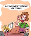 Cartoon: Weihnachtsbraten (small) by Karsten Schley tagged weihnachten,essen,familie,feiertage,kochen,religion,christentum,engel,gesellschaft