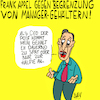Cartoon: Zur Hälfte (small) by Karsten Schley tagged ceo,business,wirtschaft,gesellschaft,gehälter,profite,kapitalismus,arbeitgeber,arbeitnehmer,deutschland,post,manager,geld