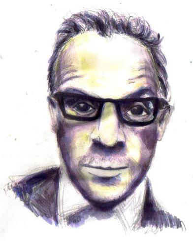 Cartoon: Elvis Costello (medium) by urbanmonk tagged famous,people,music