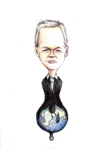 Cartoon: Julian Assange (medium) by urbanmonk tagged politics