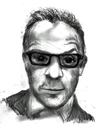 Cartoon: Elvis Costello (small) by urbanmonk tagged famous,people,music