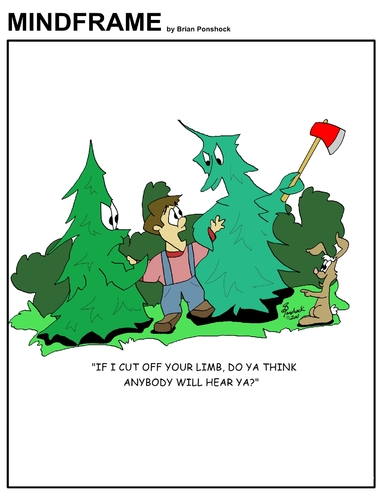 Cartoon: MINDFRAME (medium) by Brian Ponshock tagged woods,lumberjack,environment,trees