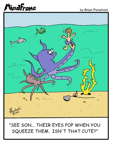 Cartoon: MINDFRAME (medium) by Brian Ponshock tagged octopus,sea,toys