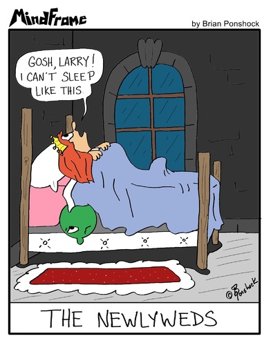 Cartoon: MINDFRAME (medium) by Brian Ponshock tagged princess,pea,newlyweds,fairytales