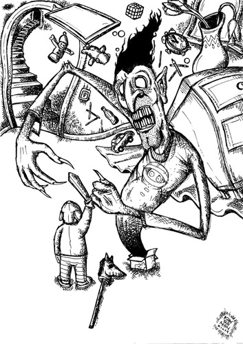Cartoon: monster in box (medium) by kahramankilic tagged kahramankilic