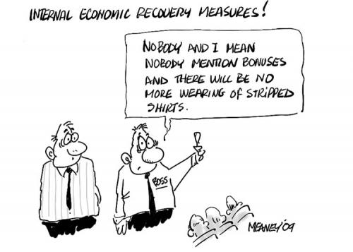 Cartoon: Drastic Measures (medium) by John Meaney tagged tie,wages,measure