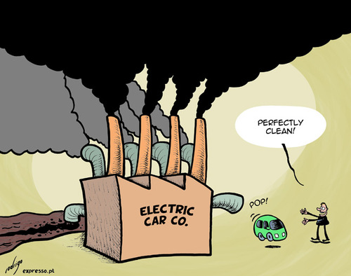 Cartoon: Almost green car (medium) by rodrigo tagged green,electric,car,environment,pollution,co2,global,warming