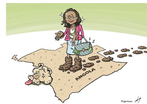 Cartoon: Angoleaks (medium) by rodrigo tagged angola,isabel,dos,santos,corruption,africa,oil,diamonds,banks,crime